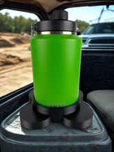 Custom-designed jug holder for Yeti gallon jug, fits securely and prevents movement